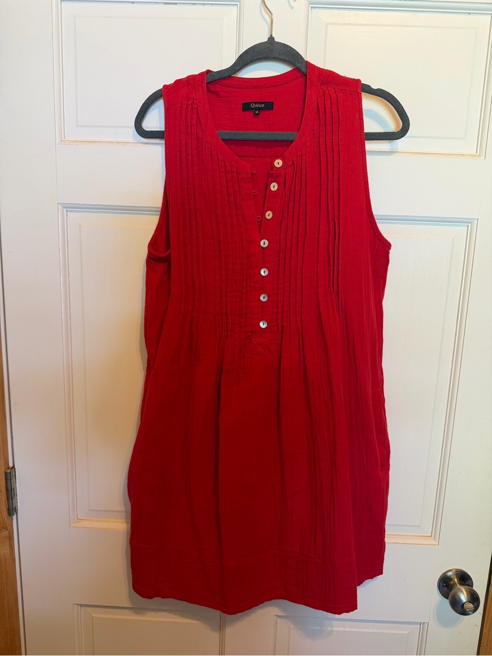 Quince 100% Organic Cotton Gauze Sleeveless Swing Dress Medium